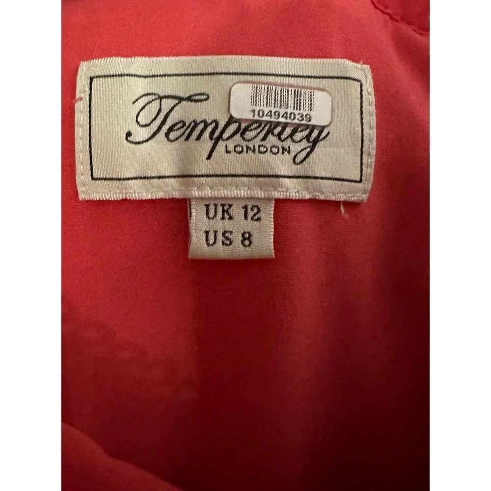 TEMPERLEY LONDON Pink Coral Berry Lace Cocktail Dress Ruffle - Sz 8 - Picture 5 of 6